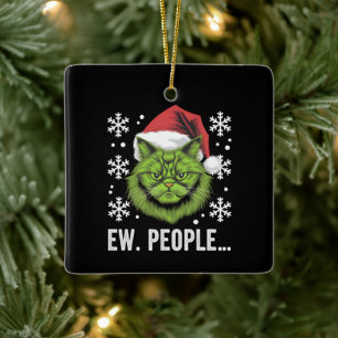 Ornamento De Cerâmica Gato engraçado de Natal Ih pessoas Amantes de gato