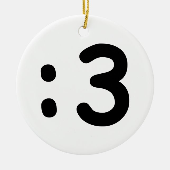 Ornamento De Cerâmica Gato Face Emoticon: 3 (Frente)