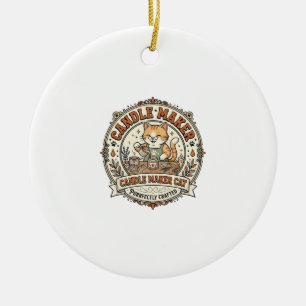 Ornamento De Cerâmica Gato Fazedor de Velas Gato Fazedor de Velas Vetor 