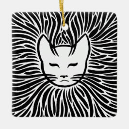 Ornamento De Cerâmica Gato Feliz