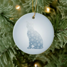 Ornamento De Cerâmica Gato Floco de Neve Natal Inverno Silhueta de Gato