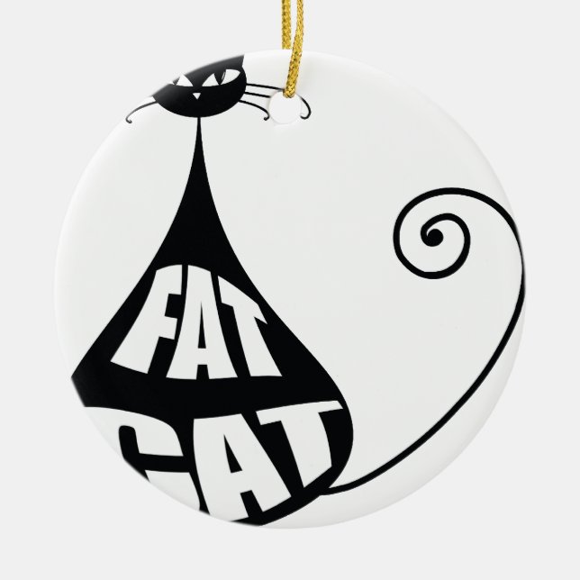 Ornamento De Cerâmica Gato Gordo (Frente)