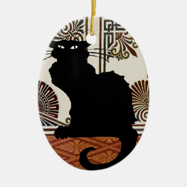 Ornamento De Cerâmica Gato Gótico Preto (Frente)