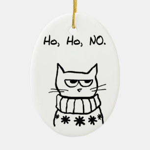 Ornamento De Cerâmica Gato Irritado com Suor de Natal - Gato Engraçado X