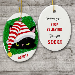 Ornamento De Cerâmica Gato Irritado Você Tem Meias!Férias