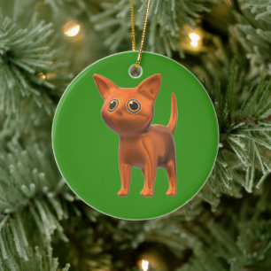 Ornamento De Cerâmica Gato Laranja