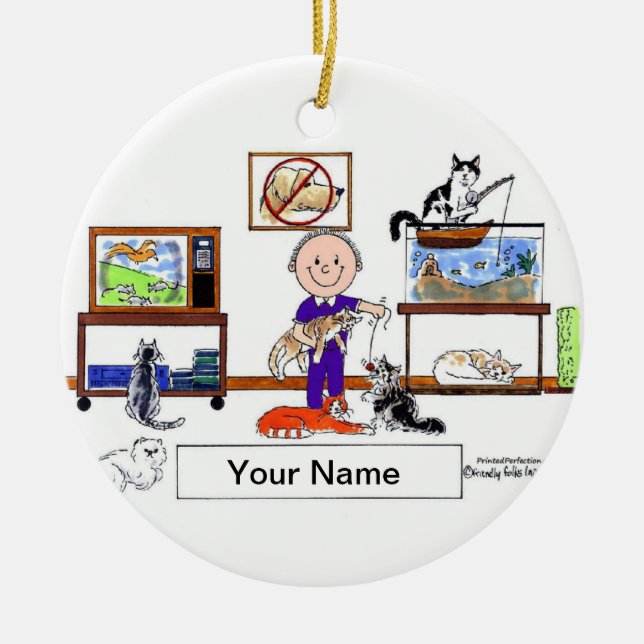 Ornamento De Cerâmica Gato Lover - Masculino (Frente)