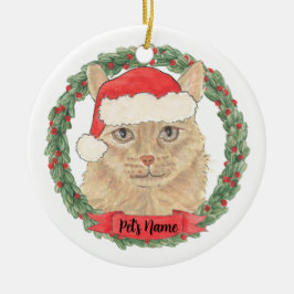 Ornamento De Cerâmica Gato Maine Coon Laranja Personalizado Natal