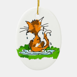 Ornamento De Cerâmica Gato mal-humorado