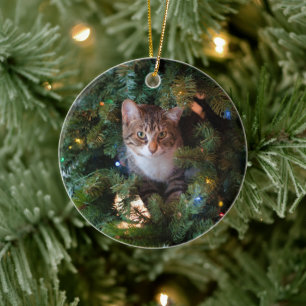 Ornamento De Cerâmica Gato na árvore de Natal