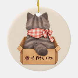 Ornamento De Cerâmica Gato na Caixa