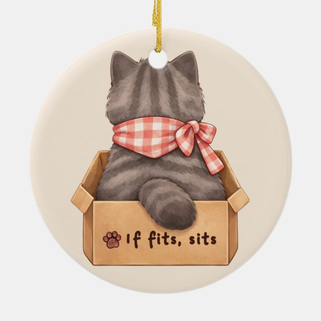 Ornamento De Cerâmica Gato na Caixa (Traseira)