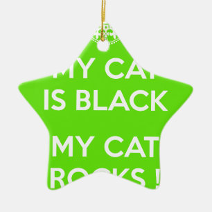 Ornamento De Cerâmica Gato negro rocha