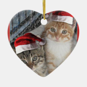 Ornamento De Cerâmica Gato Papai Noel do gatinho