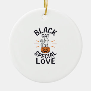 Ornamento De Cerâmica Gato Preto Amor Especial Design de Vetor de Gato d