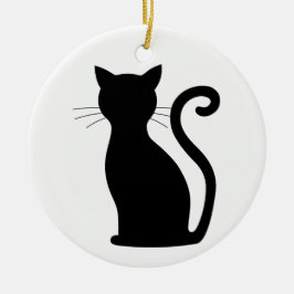 Ornamento De Cerâmica Gato Preto-Cinto Frio Difundido Preto e Branco