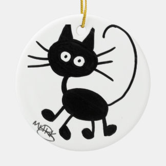 Ornamento De Cerâmica Gato preto dos desenhos animados