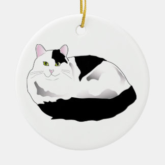 Ornamento De Cerâmica gato preto e branco