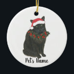 Ornamento De Cerâmica Gato Preto Personalizado<br><div class="desc">Faça a lista legal este ano com um ornamento do seu gatinho preto favorito!</div>