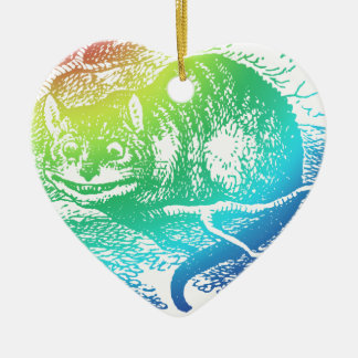 Ornamento De Cerâmica Gato psicadélico Alice Trippy de Cheshire