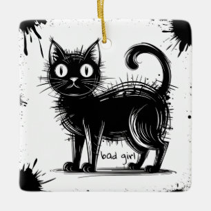 Ornamento De Cerâmica gato rabisco