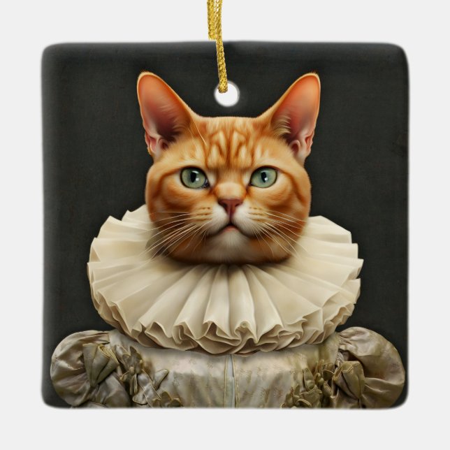 Ornamento De Cerâmica Gato Real (Frente)