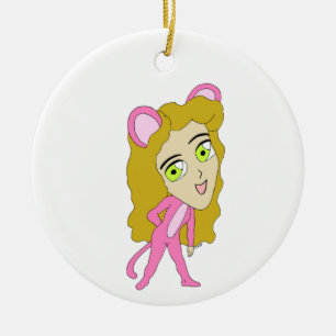 Ornamento De Cerâmica gato rosa