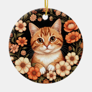 Ornamento De Cerâmica Gato Ruivo Encantador