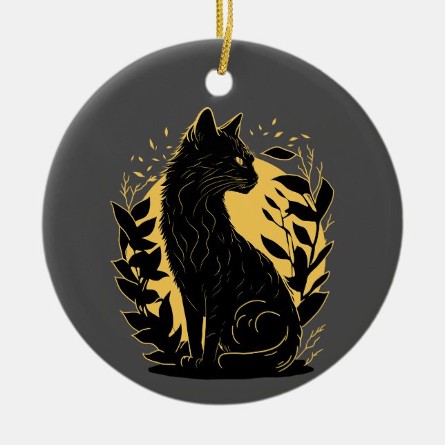 Ornamento De Cerâmica Gato Sentado (Frente)