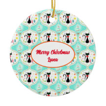 Gato Siamês Natal Retro Nome Pet Ogee