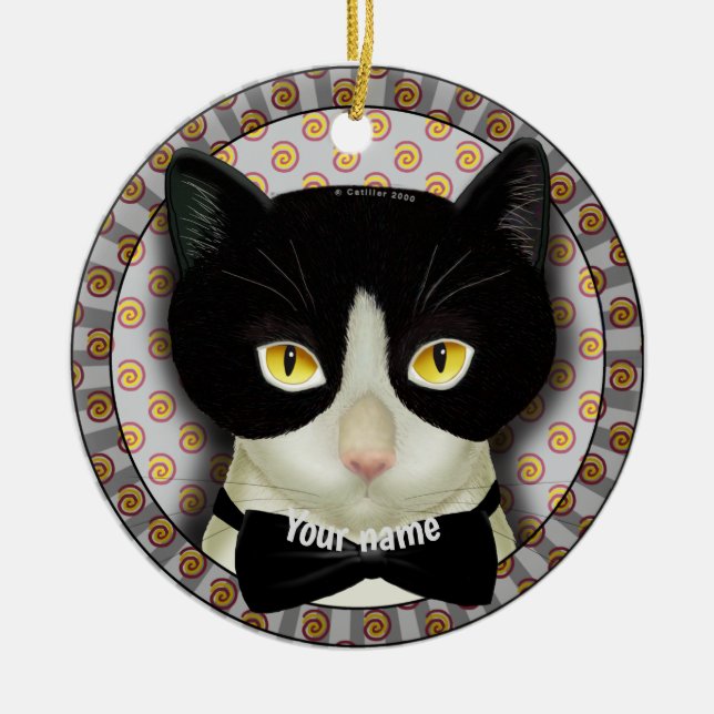 Ornamento De Cerâmica Gato Smoking  (Frente)