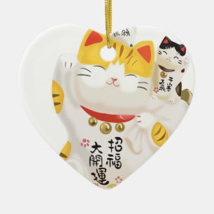 Ornamento De Cerâmica Gato Sortudo Japonês