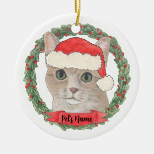 Ornamento De Cerâmica Gato Tabby Laranja Personalizado