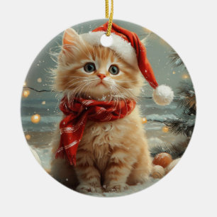 Ornamento De Cerâmica Gato Turco Angora Natal Praia Vintage