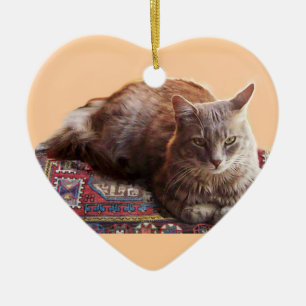 ORNAMENTO DE CERÂMICA GATO TURCO SOBRE O VELHO CARPETE