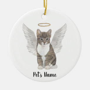 Ornamento De Cerâmica Gato Xadrez Cinza Memória de Simpatia