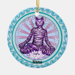 Ornamento De Cerâmica Gato Yoga