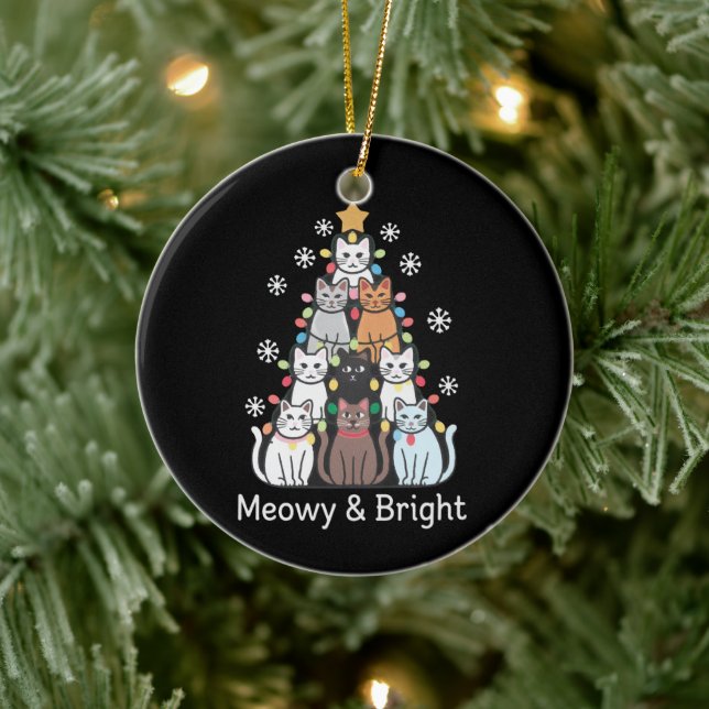 Ornamento De Cerâmica Gatos Árvore de Natal Meowy Bright Xmas (Árvore)
