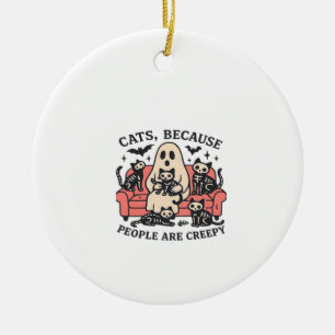 Ornamento De Cerâmica Gatos As Pessoas São Esqueleto Assustador de Hallo