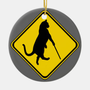 Ornamento De Cerâmica Gatos Cegos À Frente!