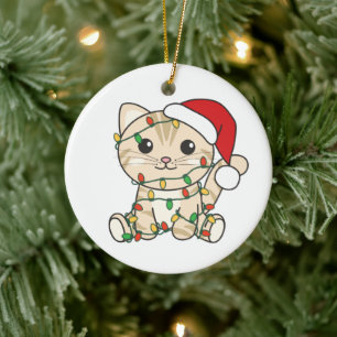 Ornamento De Cerâmica Gatos De Inverno De Natal