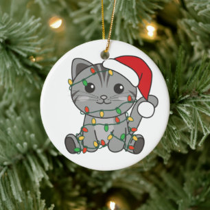 Ornamento De Cerâmica Gatos De Inverno De Natal