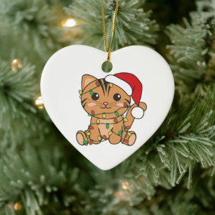 Ornamento De Cerâmica Gatos De Inverno De Natal