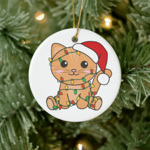 Ornamento De Cerâmica Gatos De Inverno De Natal