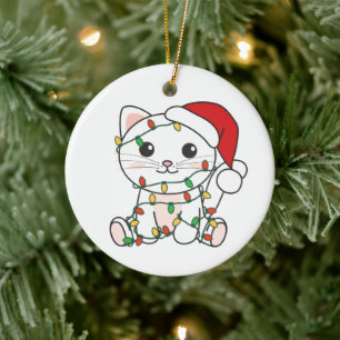 Ornamento De Cerâmica Gatos De Inverno De Natal