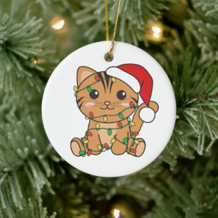 Ornamento De Cerâmica Gatos De Inverno De Natal