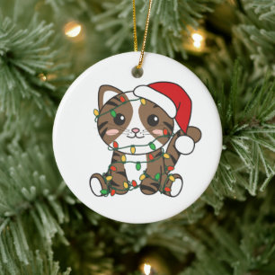 Ornamento De Cerâmica Gatos De Inverno De Natal