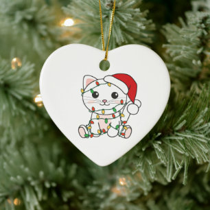 Ornamento De Cerâmica Gatos De Inverno De Natal