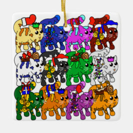 Ornamento De Cerâmica Gatos de Natal Festivos Jolly Meowy