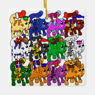 Ornamento De Cerâmica Gatos de Natal Festivos Jolly Meowy